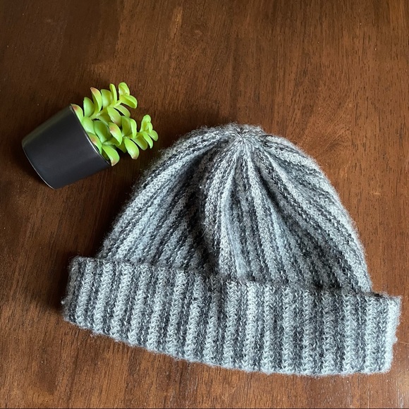 Cashmere Gray Striped Soft Cozy Beanie Hat main image 5